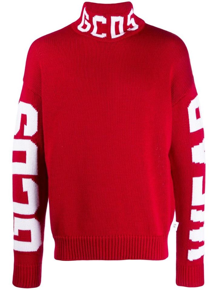 Gcds Contrast Funnel-neck Jumper - Red