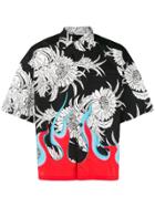 Prada Short Sleeve 'dahlia Flower' Shirt - Black