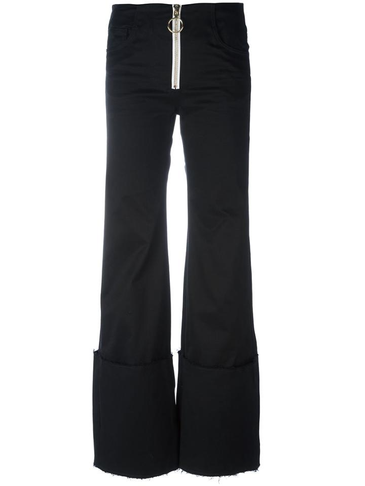 Off-white Exaggerated Hem Trousers, Women's, Size: Small, Black, Cotton/spandex/elastane
