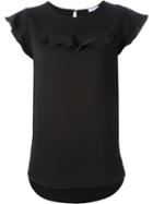 P.a.r.o.s.h. Ruffle Detail Top, Women's, Size: Xs, Black, Polyester