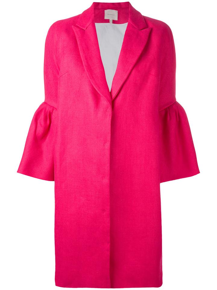 Delpozo - Tulip Sleeves Trench Coat - Women - Linen/flax - 38, Pink/purple, Linen/flax