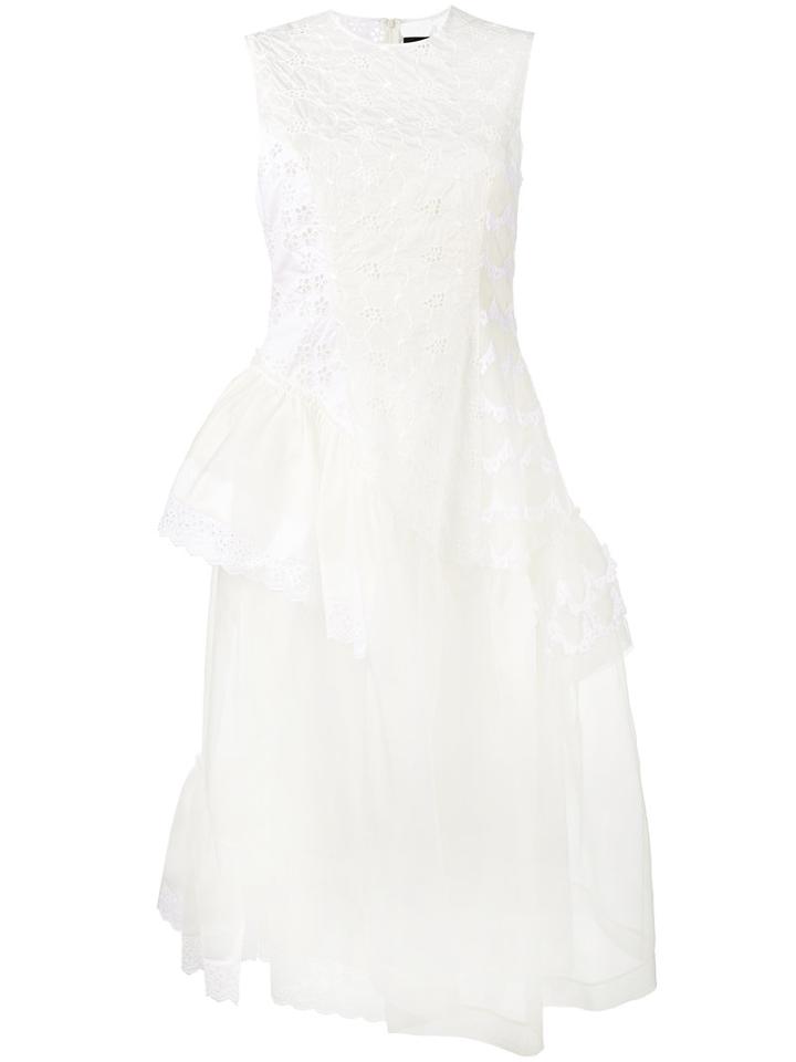 Simone Rocha Frill Floral Patchwork Dress, Women's, Size: 8, Nude/neutrals, Silk/cotton/nylon/nylon