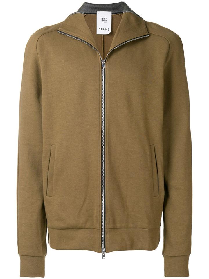 Lost & Found Rooms Zip Oversized Sweatshirt - Brown