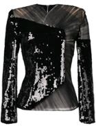 Balmain Sequinned Tulle Top - Black