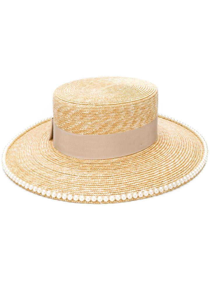 Gucci Double G Embellished Straw Hat - Nude & Neutrals