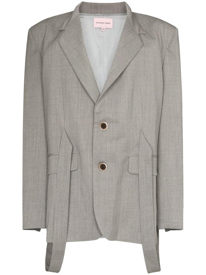 Natasha Zinko Strap-detailed Blazer - Grey
