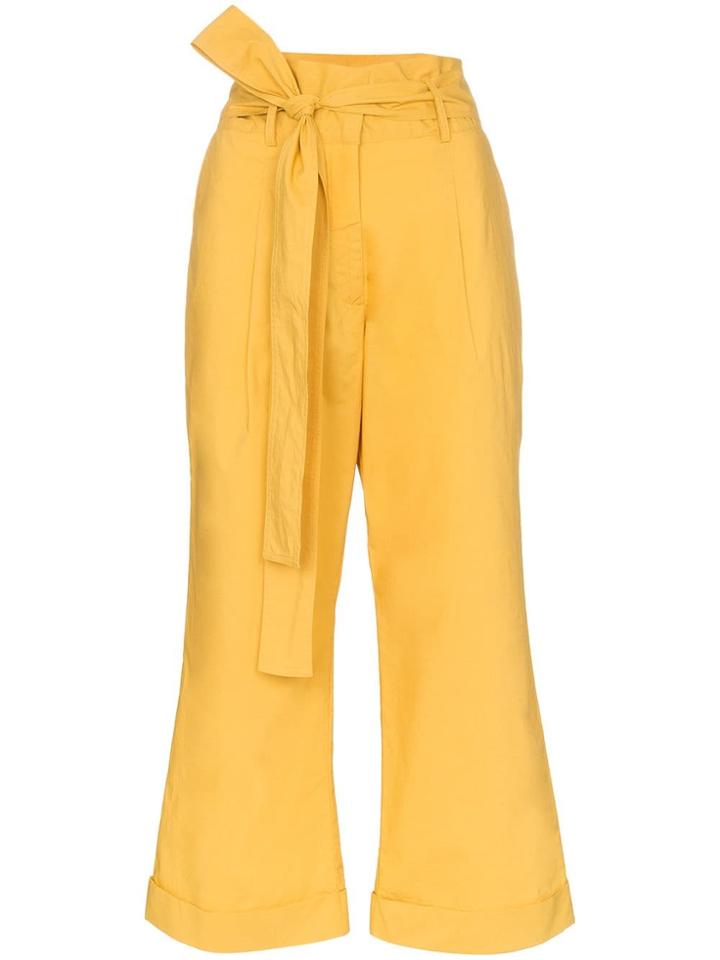 Silvia Tcherassi Becerilla Paper Bag Waist Cotton Trousers - Yellow