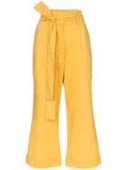 Silvia Tcherassi Becerilla Paper Bag Waist Cotton Trousers - Yellow