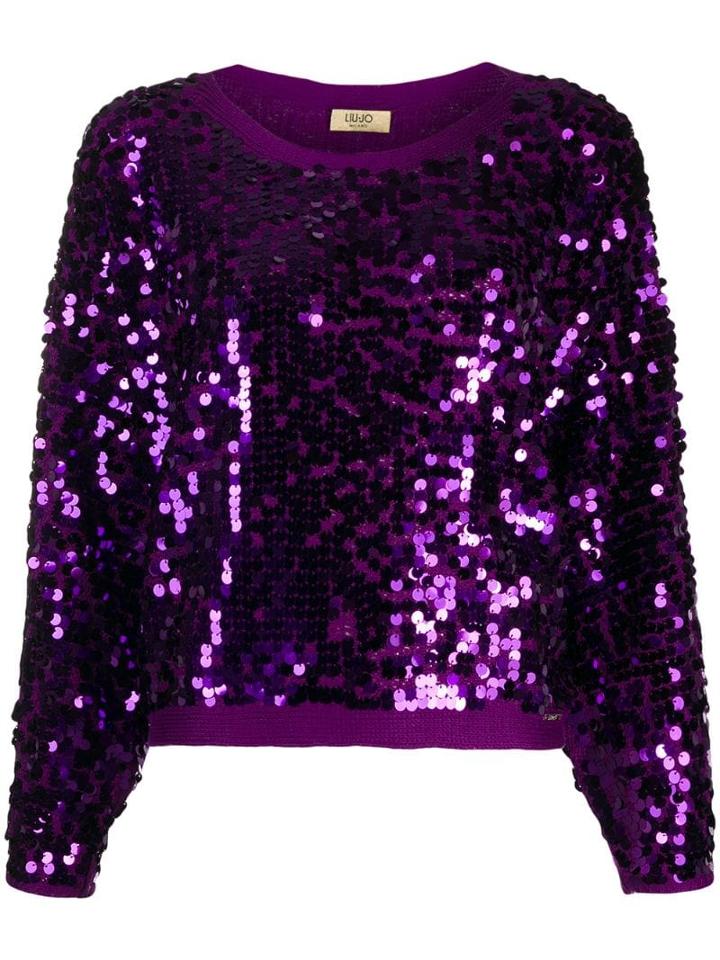 Liu Jo Relaxed-fit Sequined Jumper - Purple
