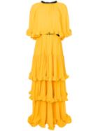 Msgm Tiered Ruffle Maxi Dress - Yellow & Orange