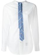Thom Browne Attached Skinny Tie Shirt, Women's, Size: 40, White, Cotton