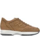Hogan Interactive Sneakers, Men's, Size: 8, Brown, Chamois Leather/leather/rubber