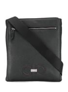 Salvatore Ferragamo Woven Gancini Messenger Bag - Black