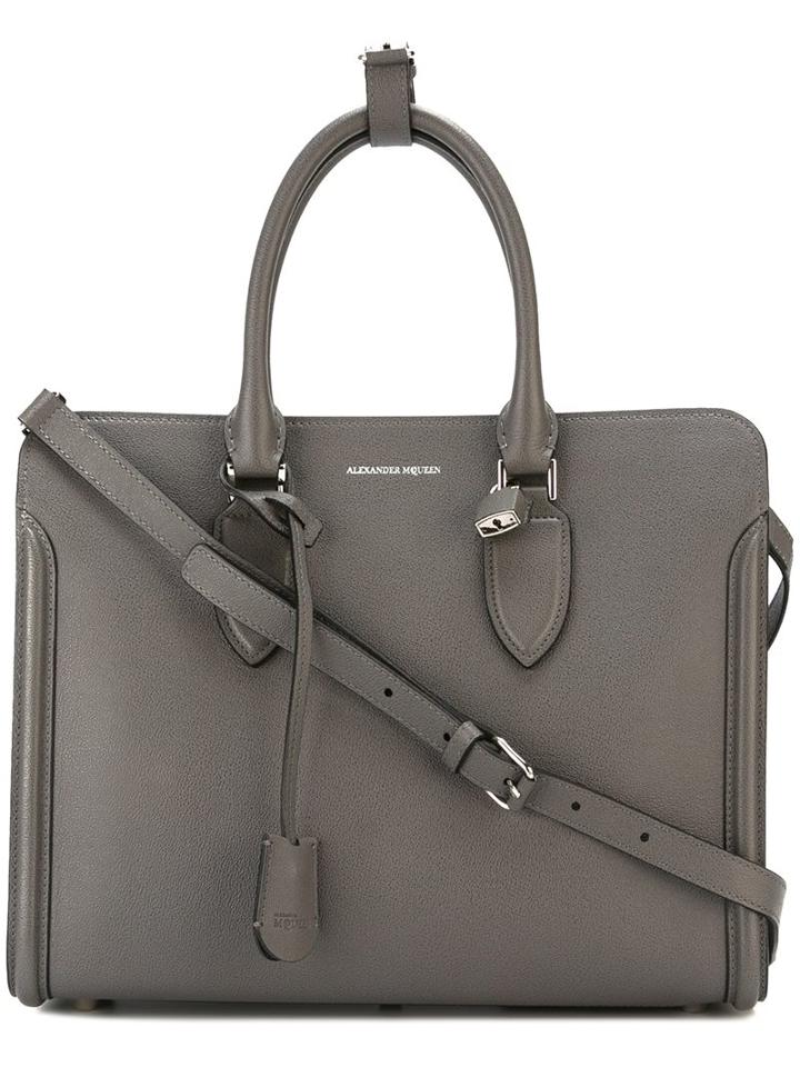 Alexander Mcqueen 'heroine' Tote, Women's, Grey, Leather