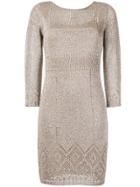 Twin-set Three Quarter Sleeve Mini Dress - Gold