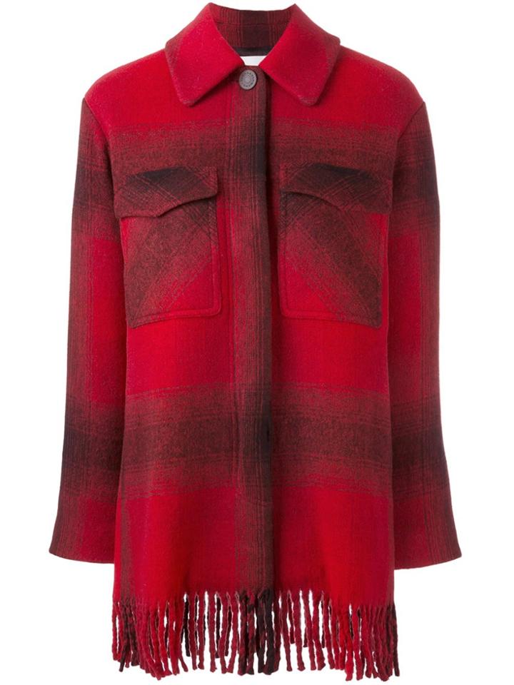 T By Alexander Wang Checked Shirt Coat - Red