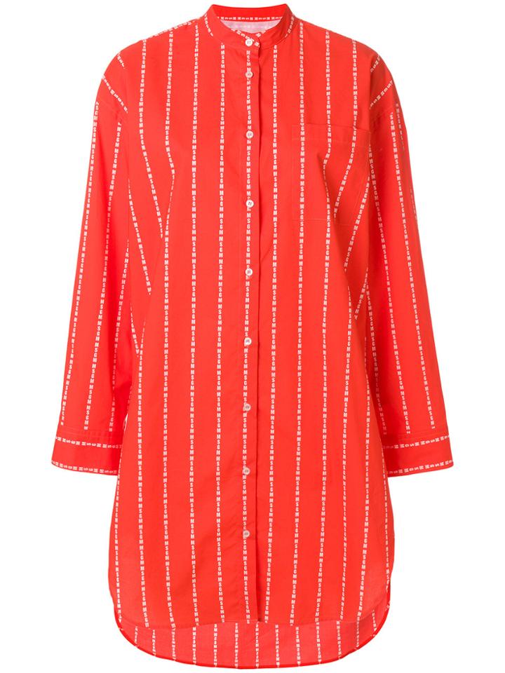 Msgm Brand Stripe Shirt Dress - Yellow & Orange
