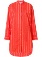 Msgm Brand Stripe Shirt Dress - Yellow & Orange