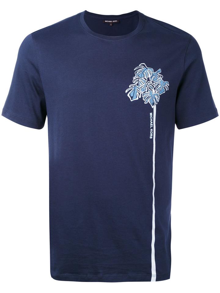 Michael Kors - Plant Print T-shirt - Men - Cotton - M, Blue, Cotton