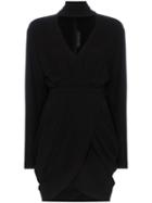 Versace Turtle Neck Silk-blend Wrap Dress - Black