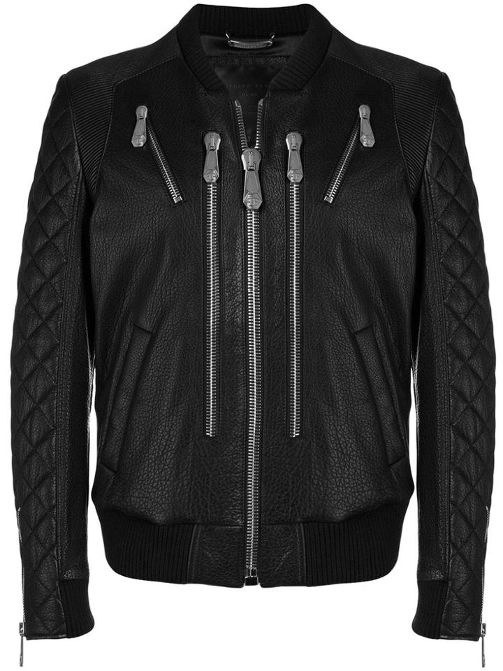 Philipp Plein Triple Zip Bomber Jacket - Black