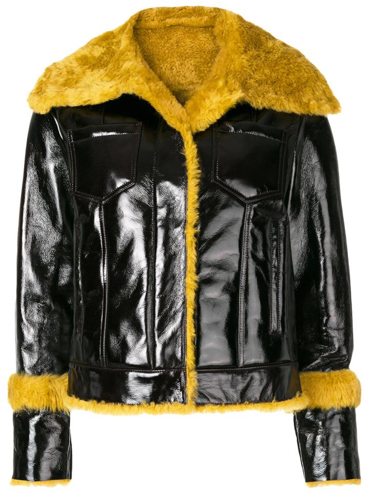 Drome Contrast Lamb Fur Trim Jacket - Black