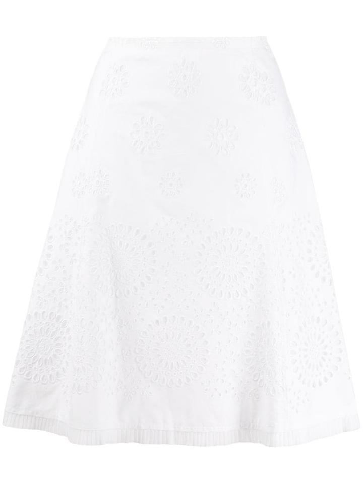 Prada Pre-owned Broderia Anglaise A-line Skirt - White
