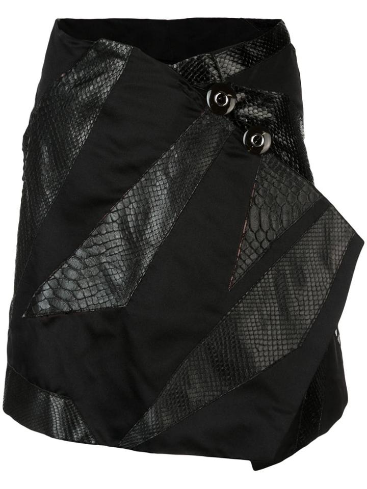 Rubin Singer Origami Skirt With Python Detail - Black