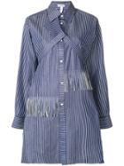 Loewe Fringed Striped Shirt Dress - Blue
