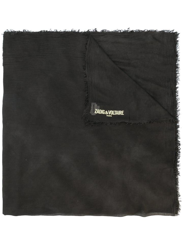 Zadig & Voltaire Frayed Edge Logo Scarf - Black