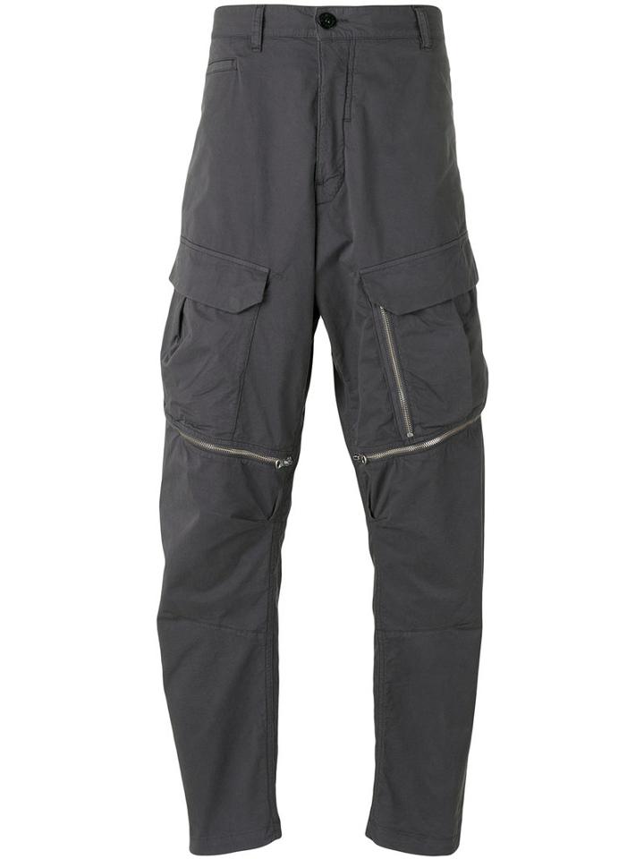 Stone Island Shadow Project Zipped Legs Cargo Trousers, Men's, Size: 50, Grey, Cotton/spandex/elastane