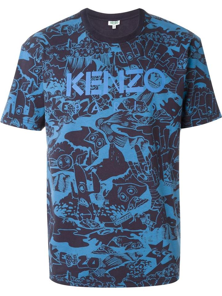 Kenzo 'cartoon' T-shirt, Men's, Size: Large, Blue, Cotton