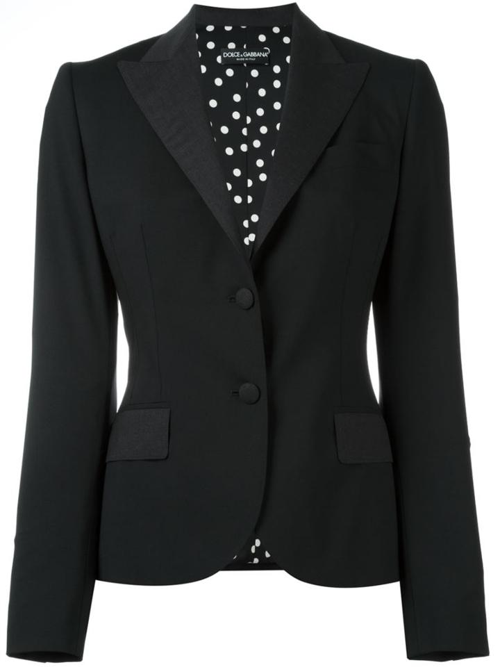 Dolce & Gabbana Peaked Lapel Blazer, Women's, Size: 44, Black, Polyester/spandex/elastane/wool