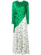 Kenzo Long 'roses & Dots' Dress - Green