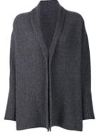 The Elder Statesman Ribbed Draped Cardigan, Women's, Size: Large, Grey, Polyamide/spandex/elastane/cashmere