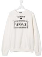 Young Versace Teen 'the Clans Of Versace' Printed Sweatshirt - White