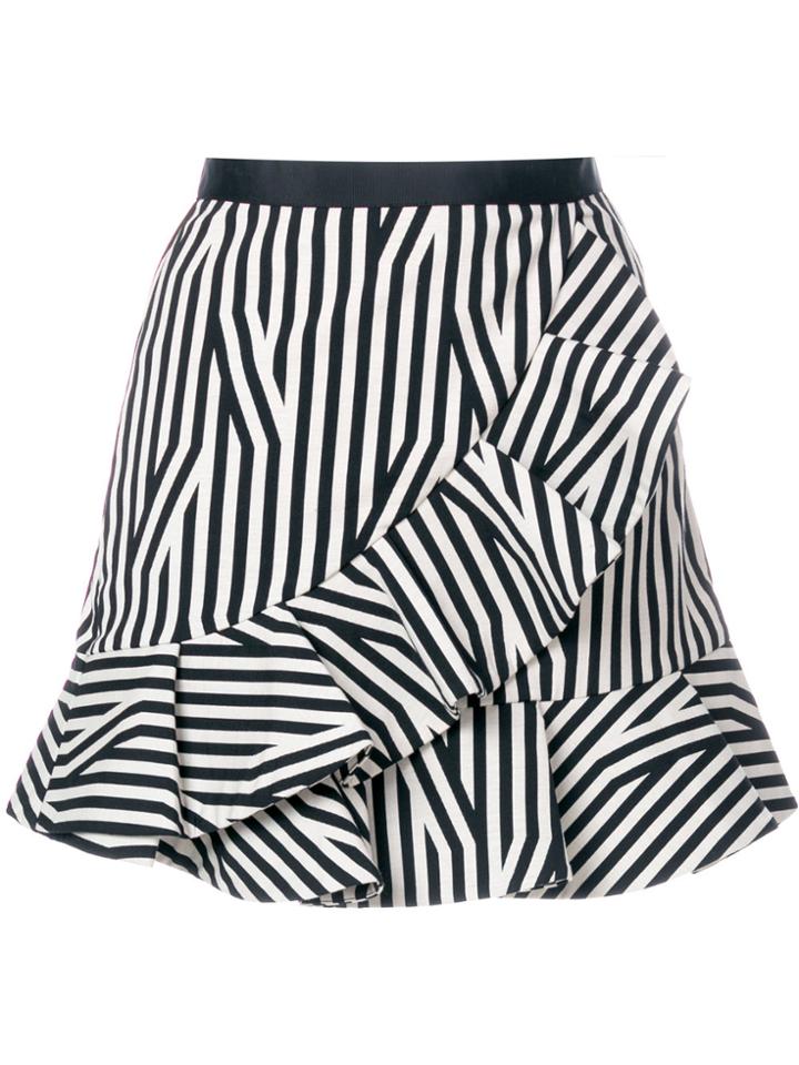 Self-portrait Striped Ruffled Skirt - Black