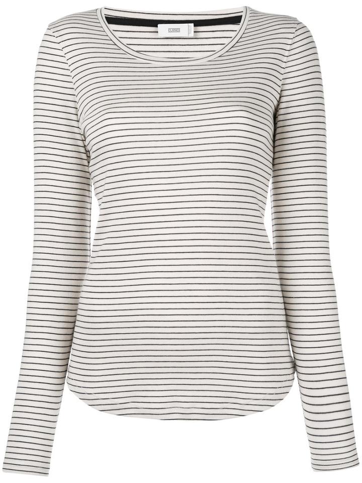 Closed Scoop Neck Striped T-shirt, Women's, Size: Medium, Nude/neutrals, Cotton/modal