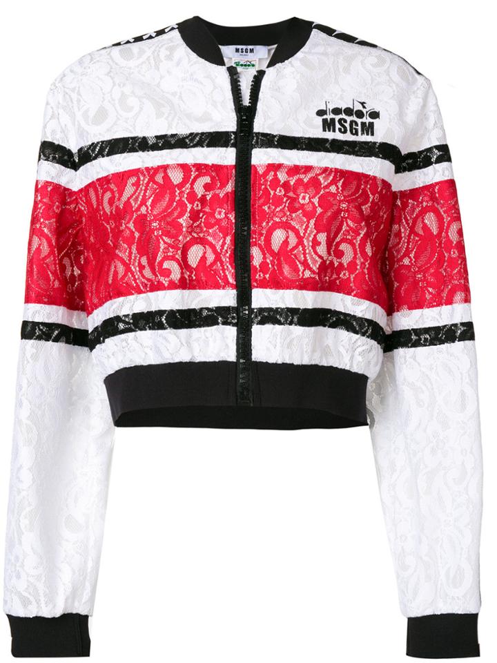 Msgm Lace Bomber Jacket - White