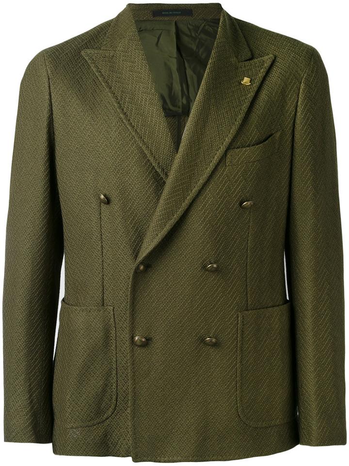 Tagliatore - Double Breasted Blazer - Men - Cotton/cupro - 50, Green, Cotton/cupro