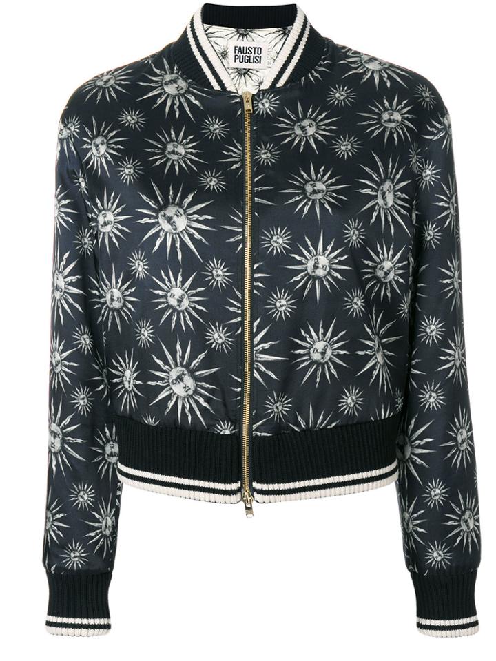 Fausto Puglisi Sun Print Bomber Jacket - Black