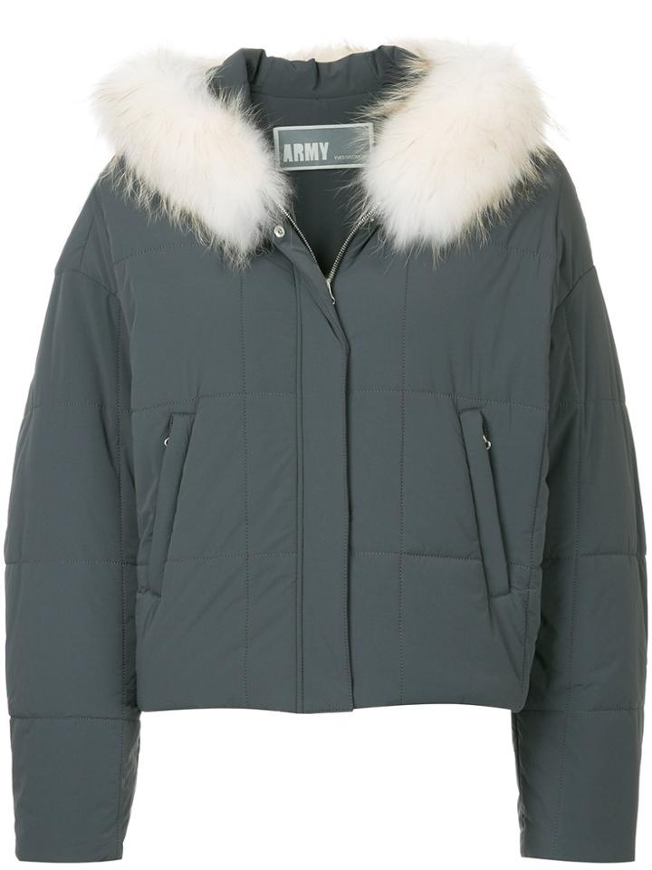 Yves Salomon Army Hooded Puffer Jacket - Grey