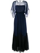 No21 - Long Chiffon Dress - Women - Silk - 44, Blue, Silk