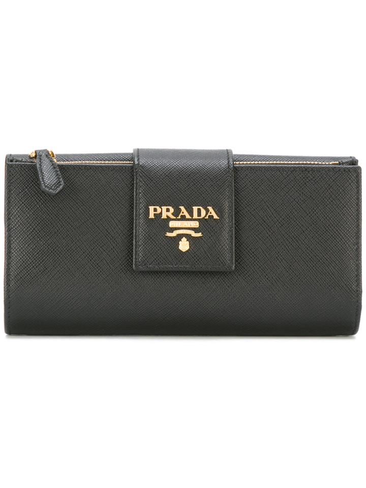 Prada Saffiano Large Portfolio Wallet - Black