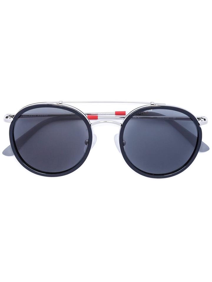 Linda Farrow Round Framed Sunglasses, Men's, Black, Metal/acetate