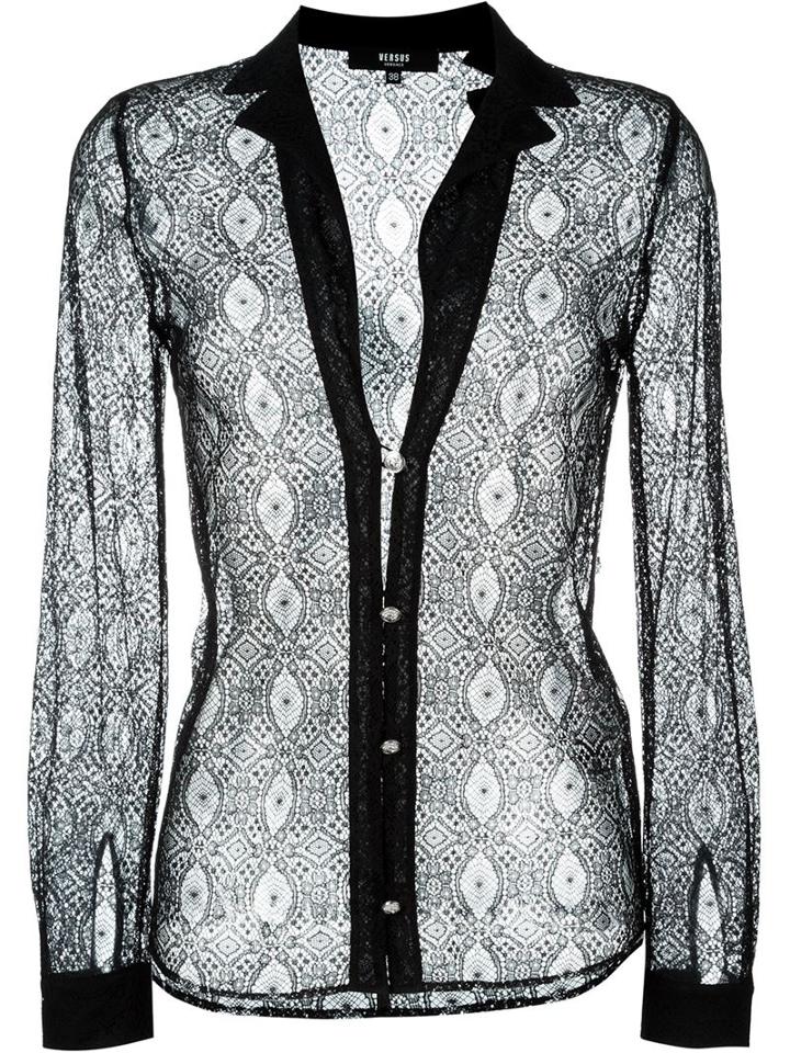 Versus Lace Shirt, Women's, Size: 44, Black, Cotton/polyamide