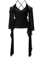 Balmain - Ribbed Knitted Top - Women - Viscose - 40, Black, Viscose