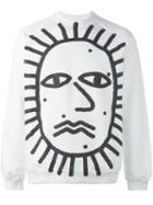 Sunnei Face Print Sweatshirt, Men's, Size: Medium, White, Cotton