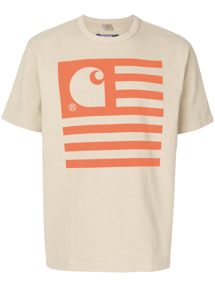 Junya Watanabe Comme Des Garçons Man Flag-print T-shirt - Nude &