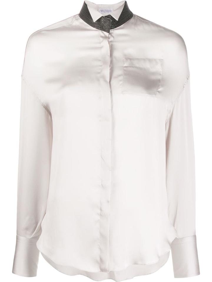 Brunello Cucinelli Silk Wing Tip Shirt - Neutrals